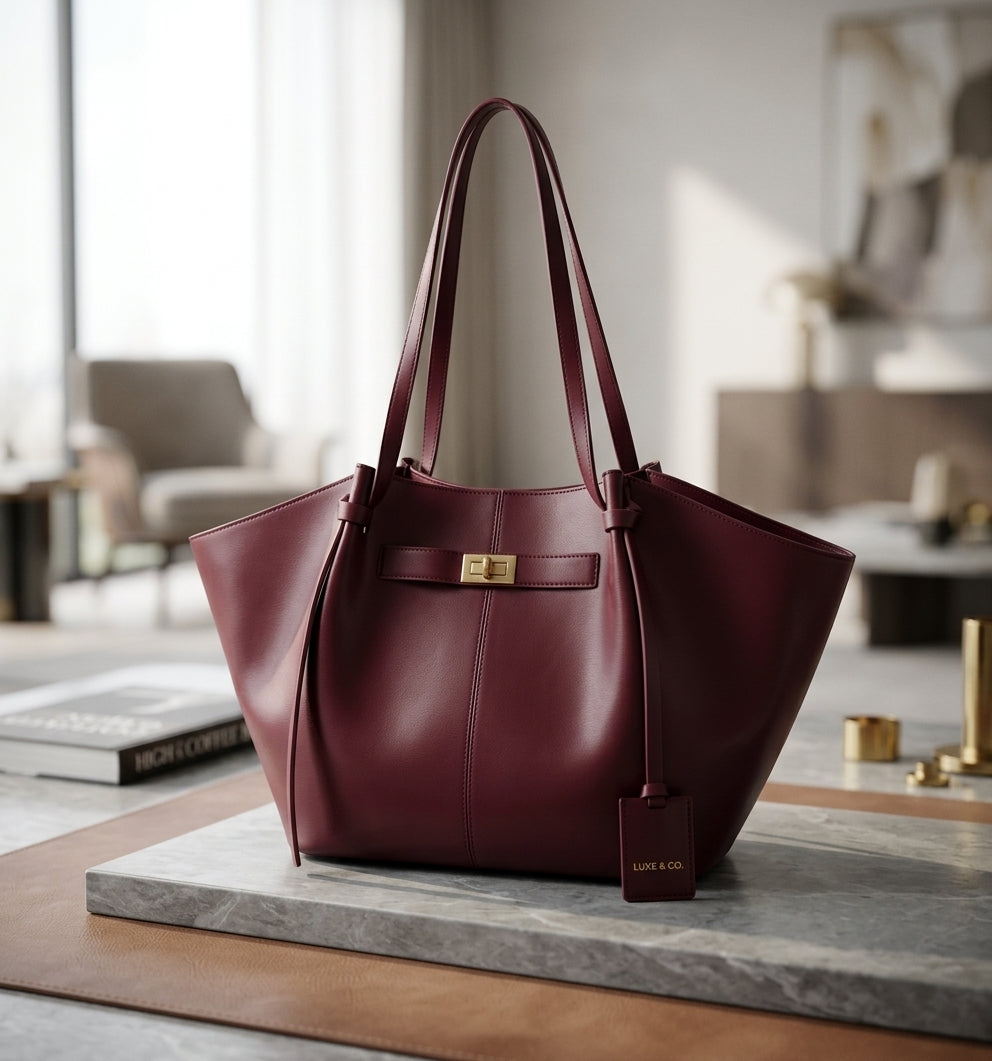 New Bat-Shaped High Street Handbag European and American Style Color:Burgundy