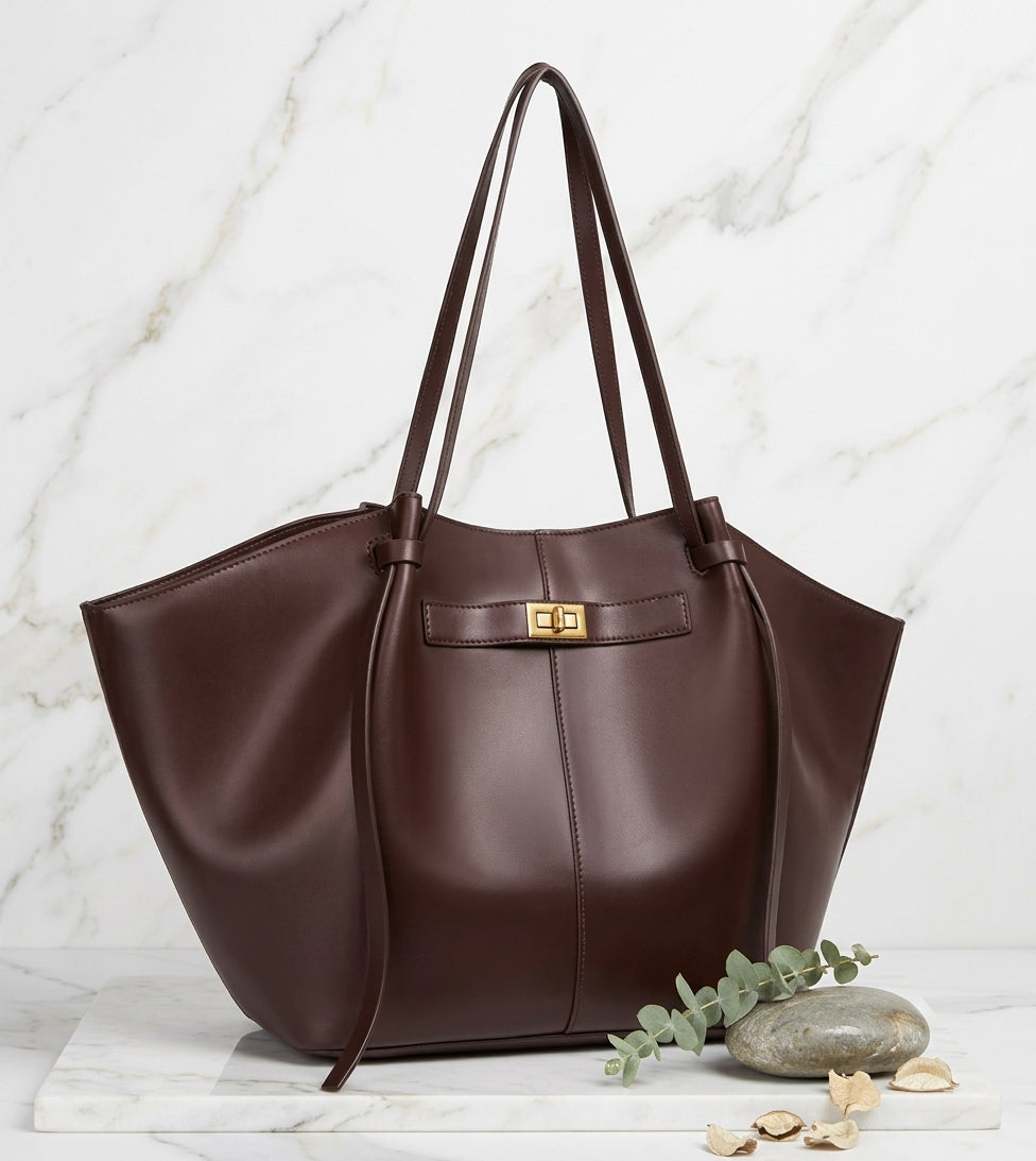 New Bat-Shaped High Street Handbag European and American Style Color: Coffee