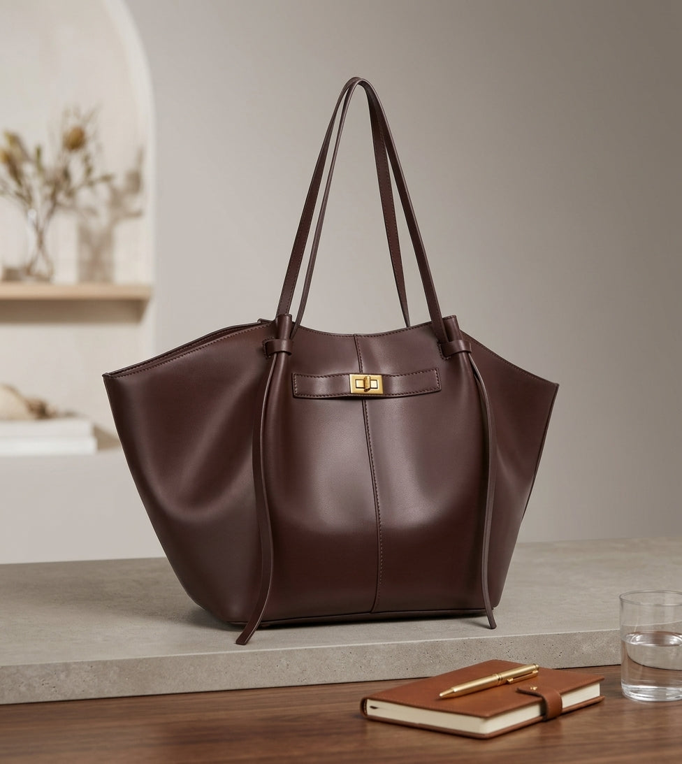 New Bat-Shaped High Street Handbag European and American Style Color: Coffee