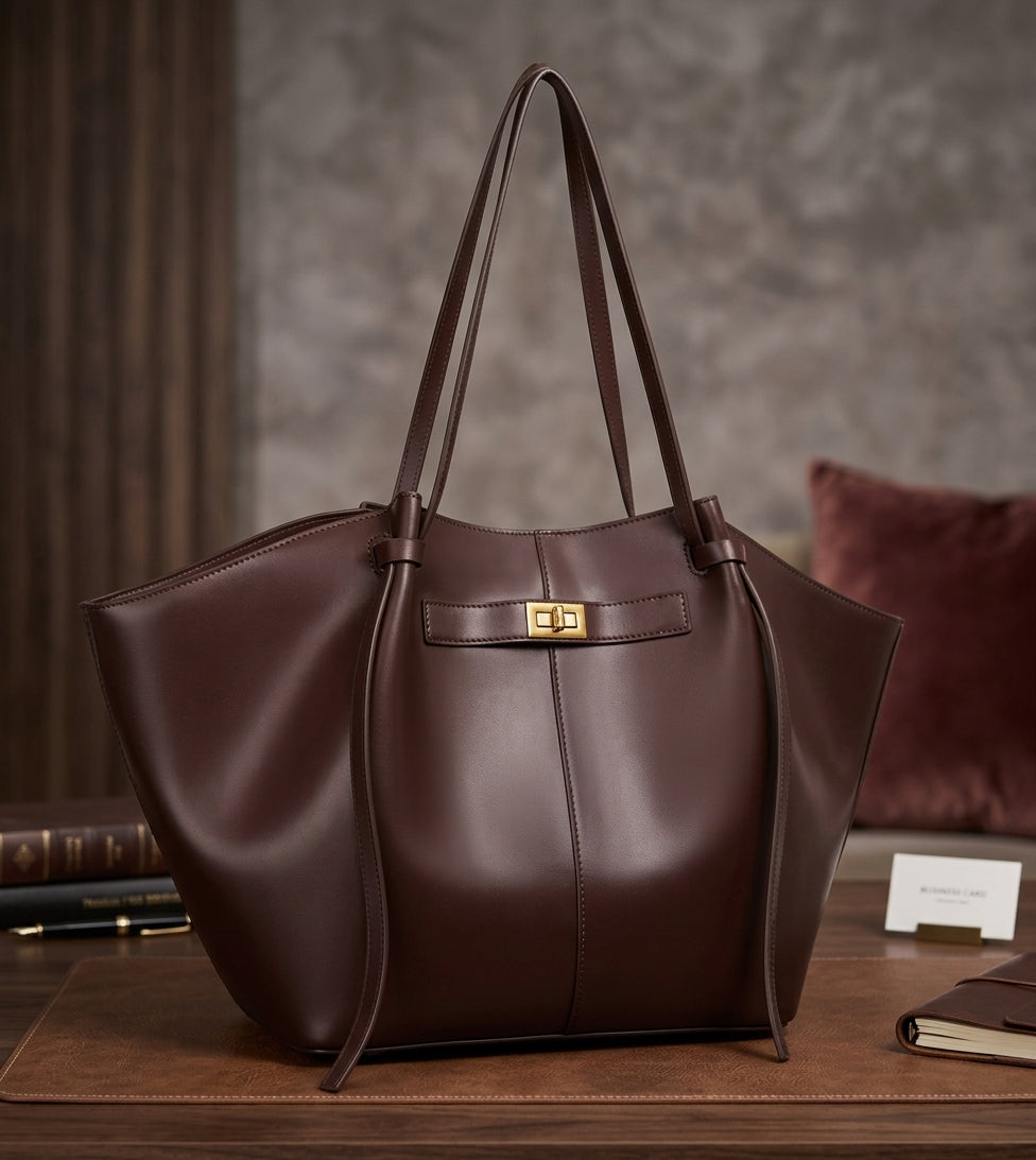 New Bat-Shaped High Street Handbag European and American Style Color: Coffee