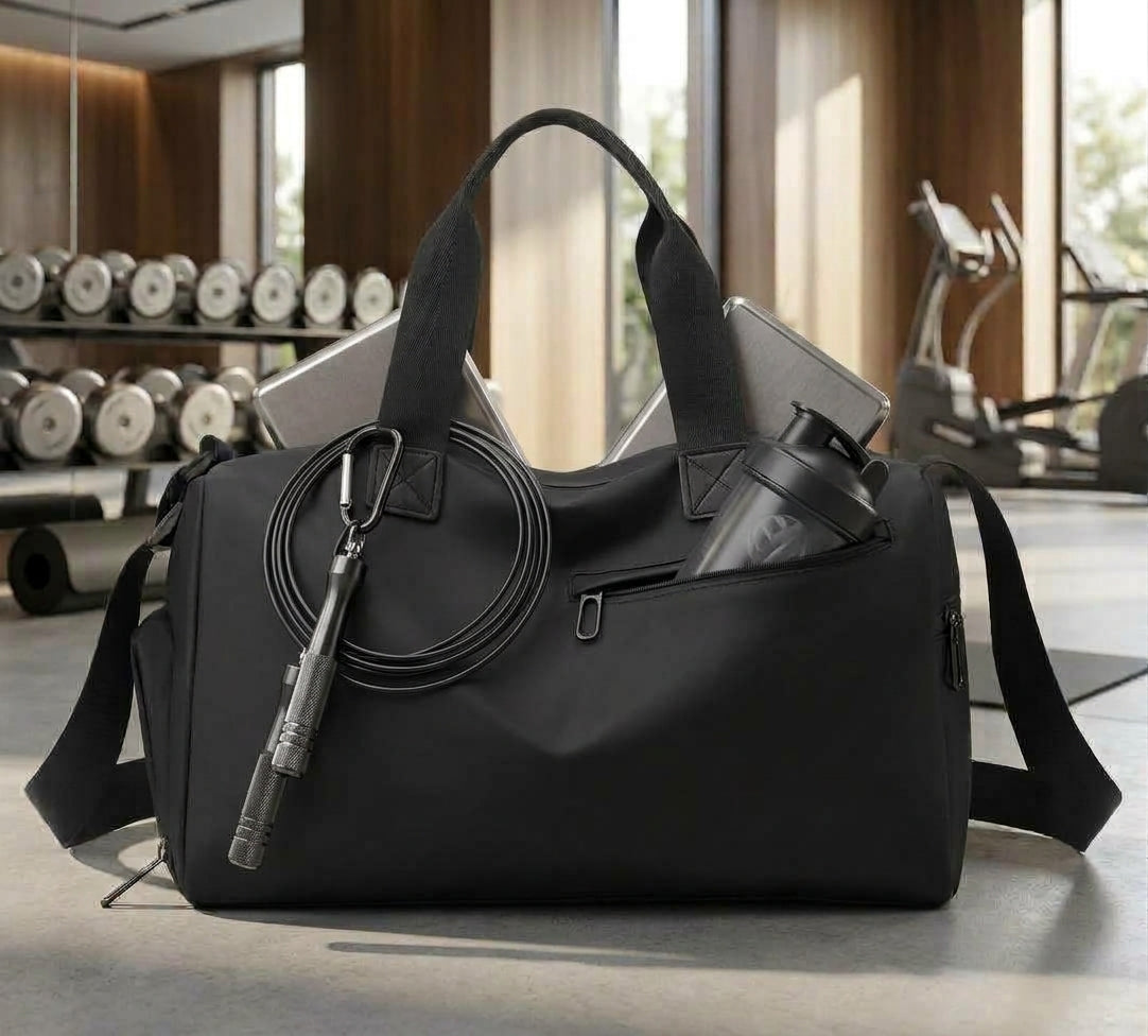 Travel Gym Bags Dry Wet Separation Shoulder Bag Yoga Fitness Travel Backpack Bags Color: Black