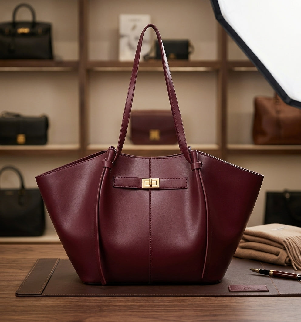 New Bat-Shaped High Street Handbag European and American Style Color:Burgundy