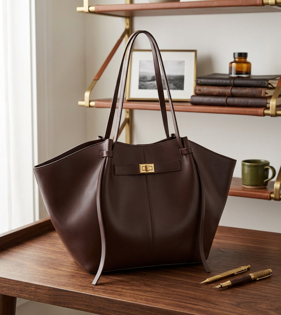 New Bat-Shaped High Street Handbag European and American Style Color: Coffee