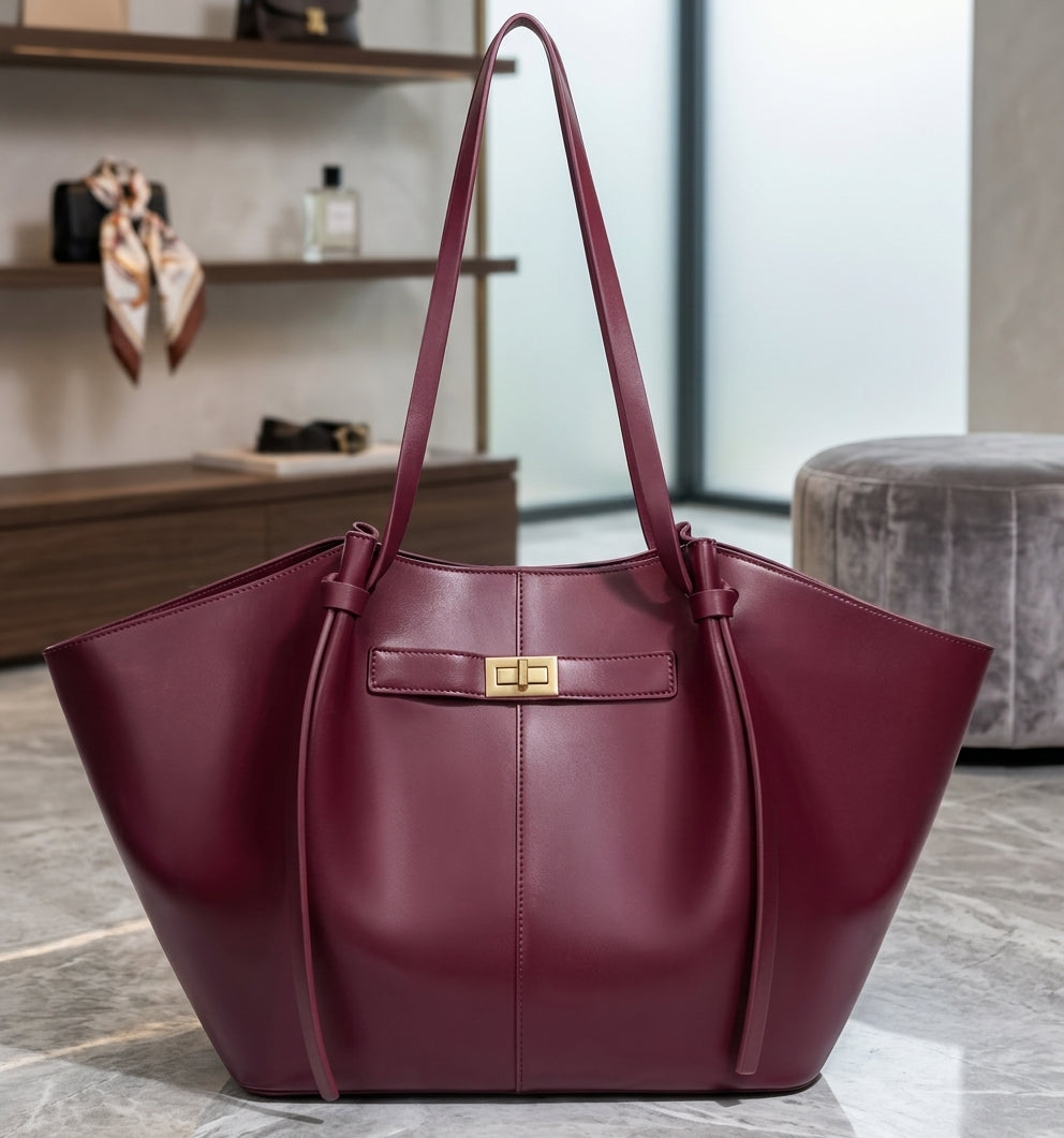 New Bat-Shaped High Street Handbag European and American Style Color:Burgundy