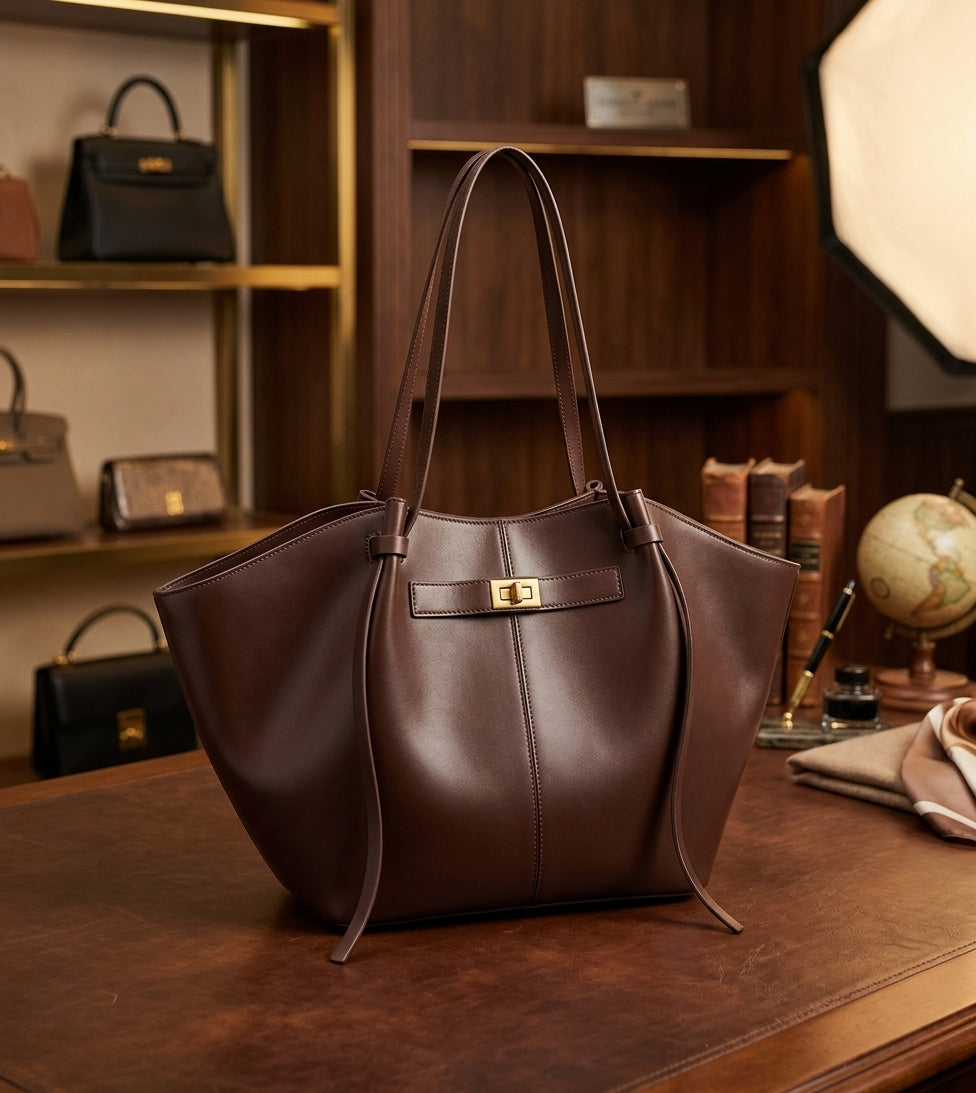 New Bat-Shaped High Street Handbag European and American Style Color: Coffee