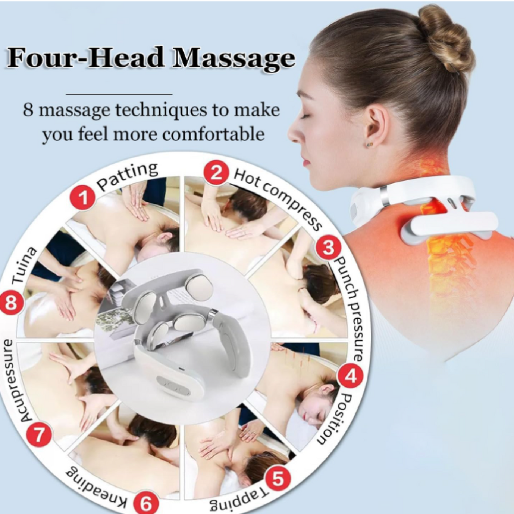 Neck Massage Machine 4 Head And Neck Protection Heating Machines Breathing Light Vibration Hot Compress Cervical Spine Machine A87