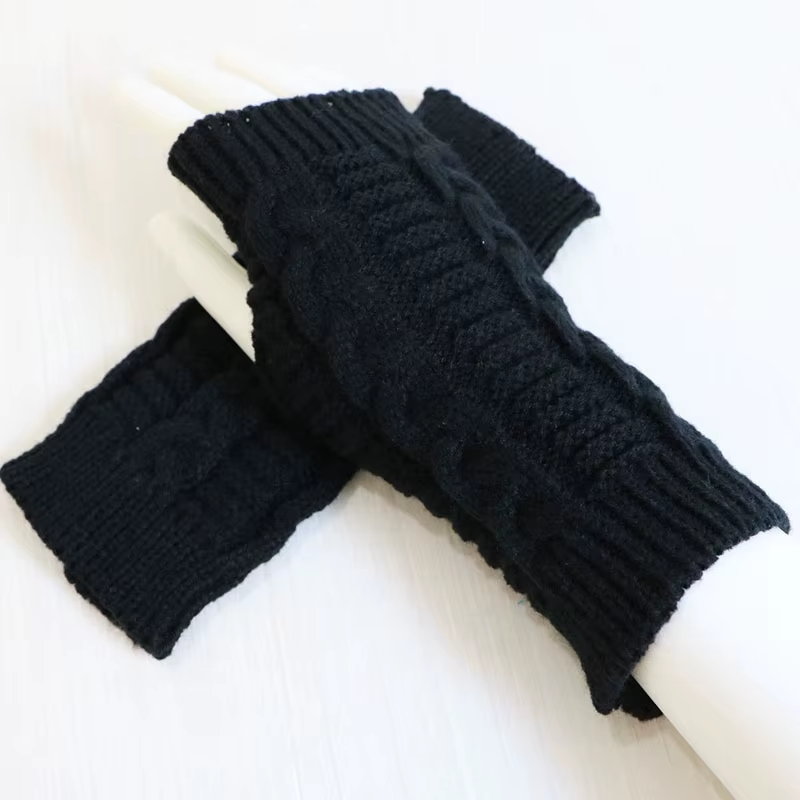 Women Stylish Hand Warmer Winter Gloves Arm Crochet Knitting Faux Wool Mitten Warm Fingerless Glove Twist Pattern Women Gloves A84