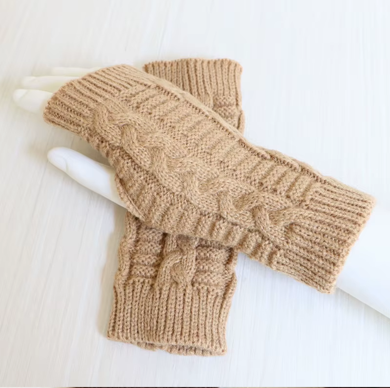 Women Stylish Hand Warmer Winter Gloves Arm Crochet Knitting Faux Wool Mitten Warm Fingerless Glove Twist Pattern Women Gloves A84