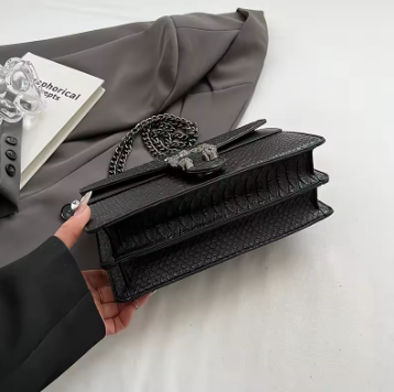 Snake Pattern Crossbody Small Square Bag Trendy Accessory A54