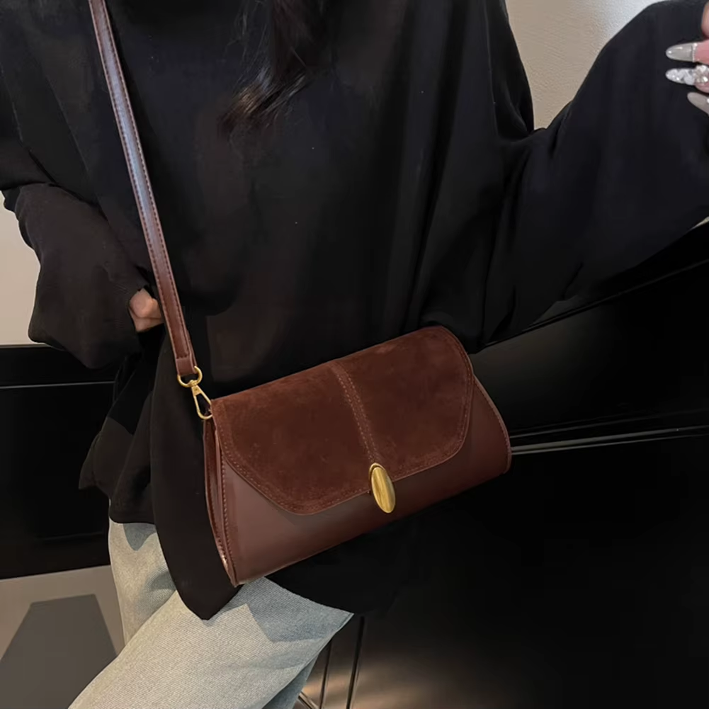 Fashion PU Shoulder Bag Stylish Crossbody Bag Adjustable Strap Vintage Small Tote Bag Trendy Commuting Bag Slouchy Hobo Bag A120