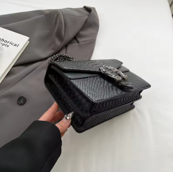 Snake Pattern Crossbody Small Square Bag Trendy Accessory A54