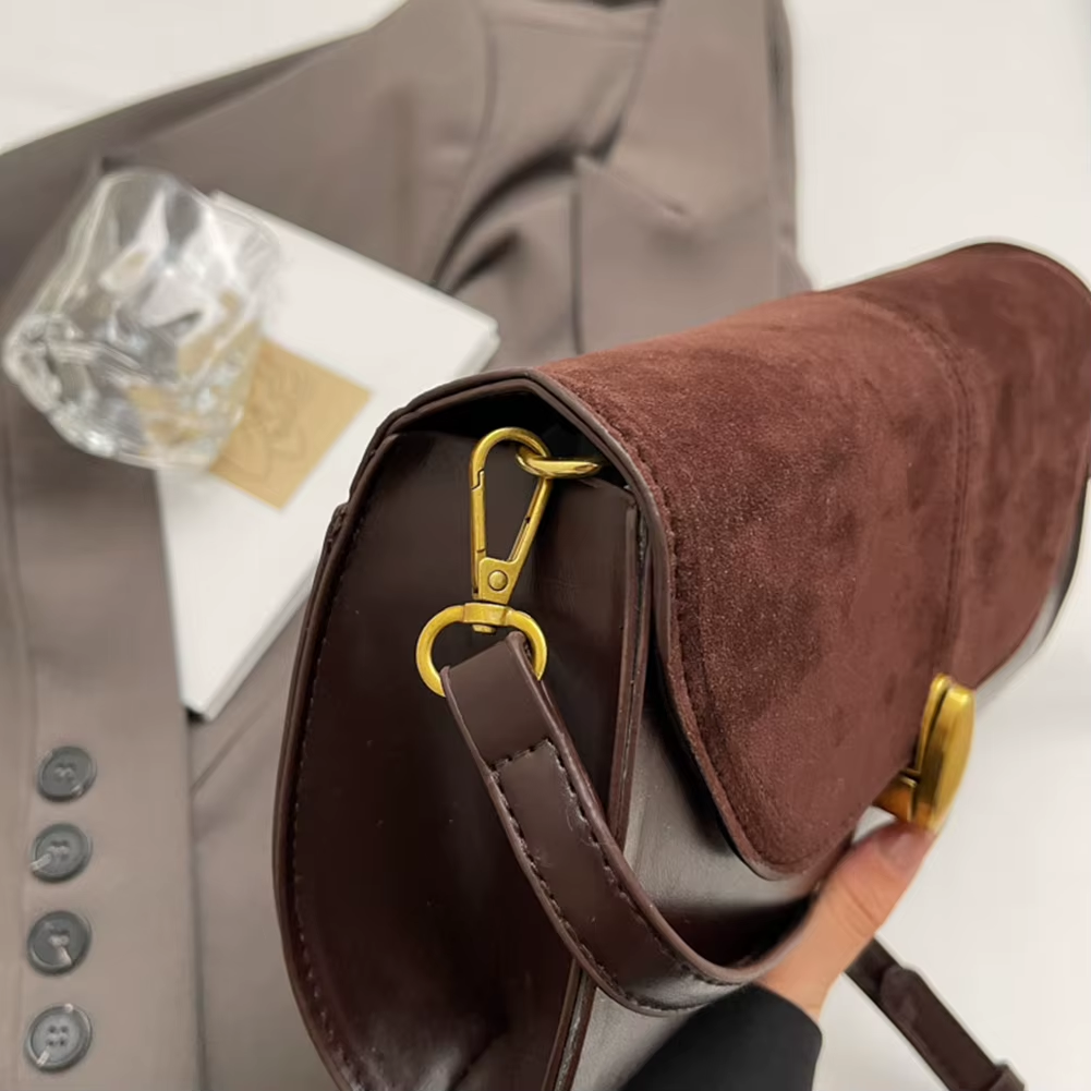 Fashion PU Shoulder Bag Stylish Crossbody Bag Adjustable Strap Vintage Small Tote Bag Trendy Commuting Bag Slouchy Hobo Bag A120