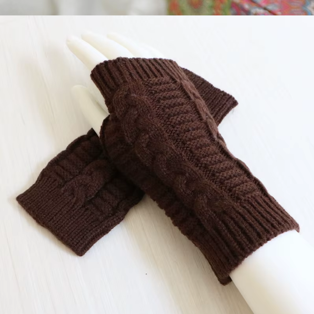 Women Stylish Hand Warmer Winter Gloves Arm Crochet Knitting Faux Wool Mitten Warm Fingerless Glove Twist Pattern Women Gloves A84