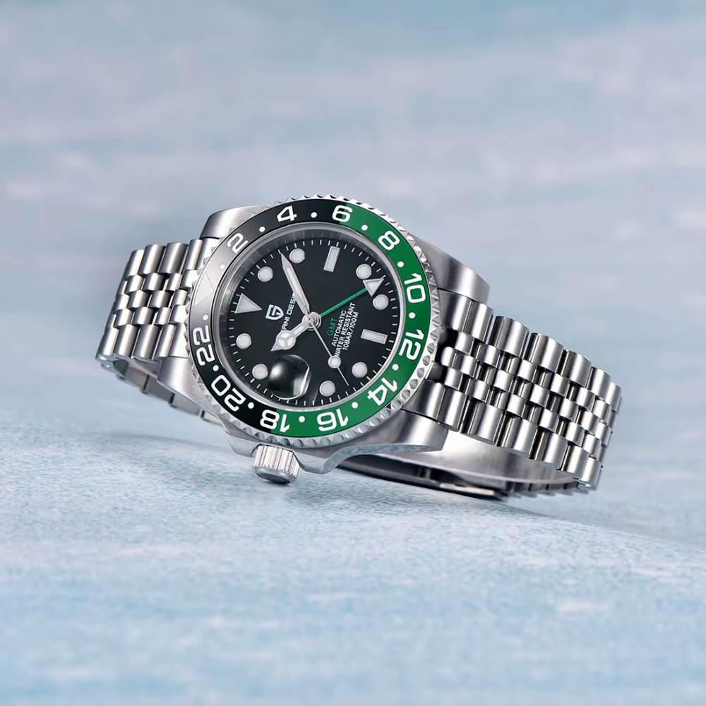 PAGANI DESIGN PD-1662 Luxury GMT Men Mechanical Wristwatch Sapphire Glass Stainless Steel 100M Waterproof Automatic Watches