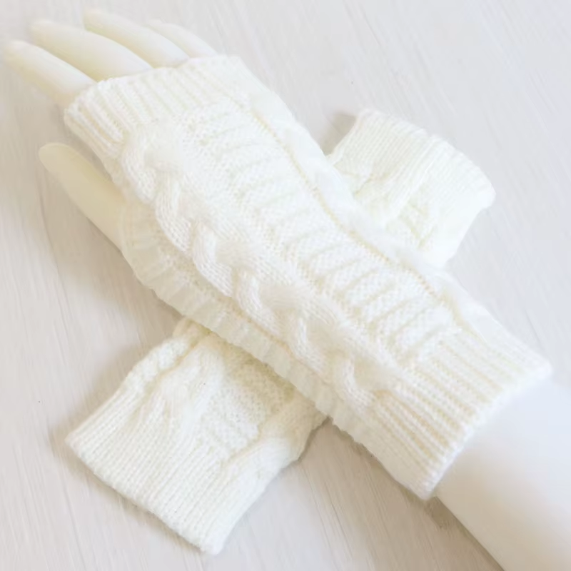 Women Stylish Hand Warmer Winter Gloves Arm Crochet Knitting Faux Wool Mitten Warm Fingerless Glove Twist Pattern Women Gloves A84