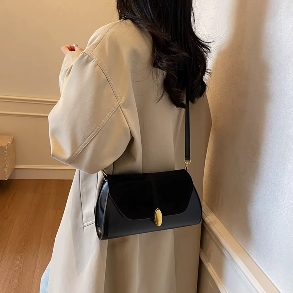 Fashion PU Shoulder Bag Stylish Crossbody Bag Adjustable Strap Vintage Small Tote Bag Trendy Commuting Bag Slouchy Hobo Bag A120