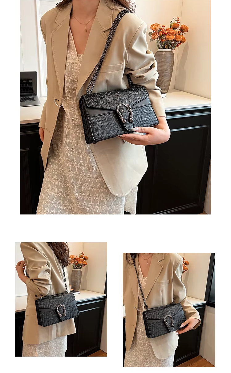 Snake Pattern Crossbody Small Square Bag Trendy Accessory A54
