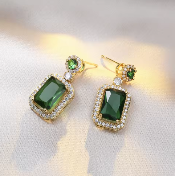 Exquisite Quadrate Rhinestone Necklace Earrings Ring Jewelry Set A16