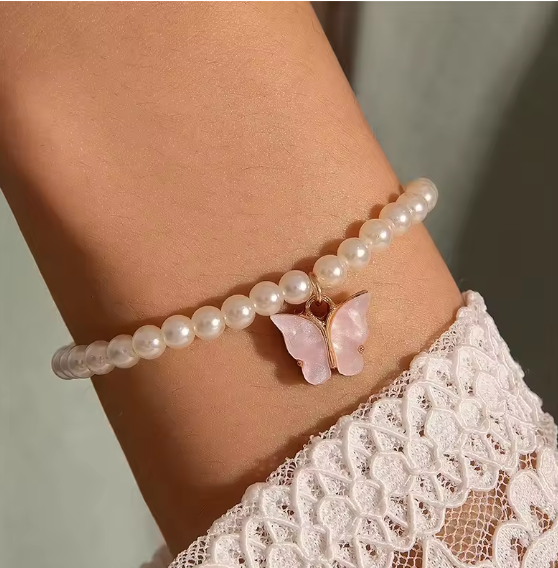 Elegant Double Layer Simulated Pearl Beads Chain Bracelet A18