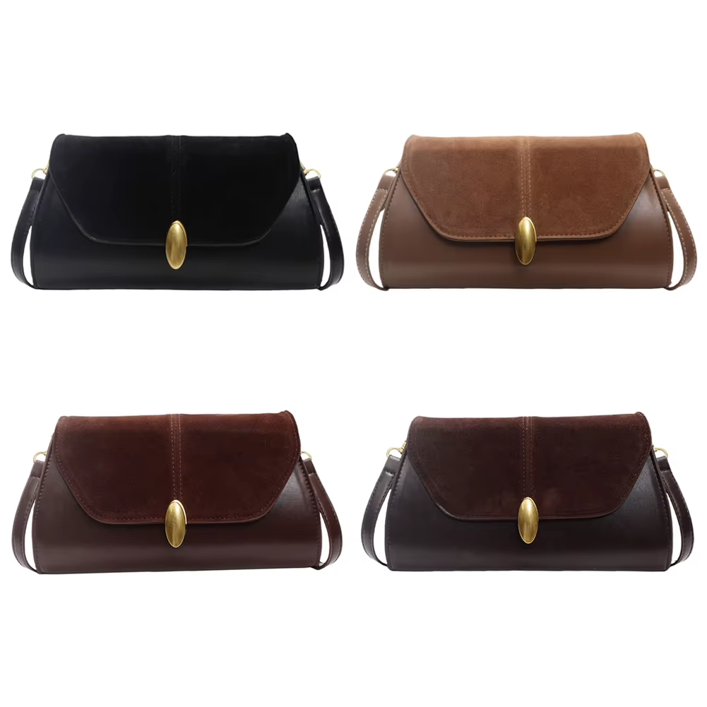 Fashion PU Shoulder Bag Stylish Crossbody Bag Adjustable Strap Vintage Small Tote Bag Trendy Commuting Bag Slouchy Hobo Bag A120