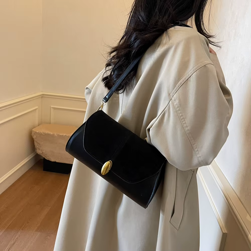 Fashion PU Shoulder Bag Stylish Crossbody Bag Adjustable Strap Vintage Small Tote Bag Trendy Commuting Bag Slouchy Hobo Bag A120