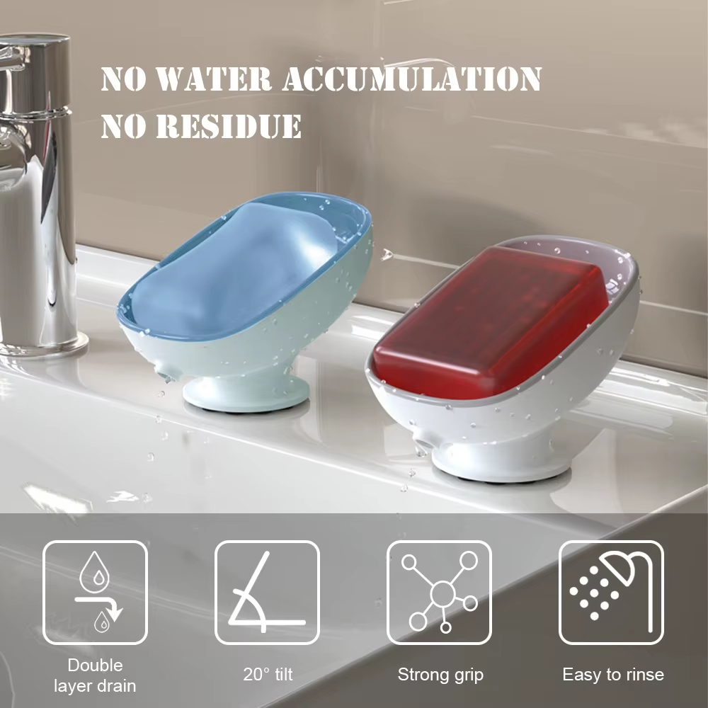 Bathroom Soap Dish Holder, Self-Draining Soap Tray, Portable Soap Container A86