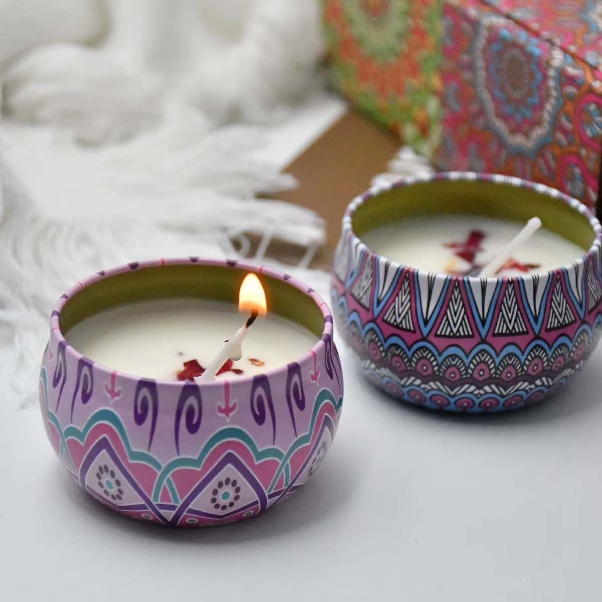 4pcs Scented Candles Set With Box(4 scent:Gardenia fragrance,Jasmine Scent,Vanilla cream,Lavender) A83