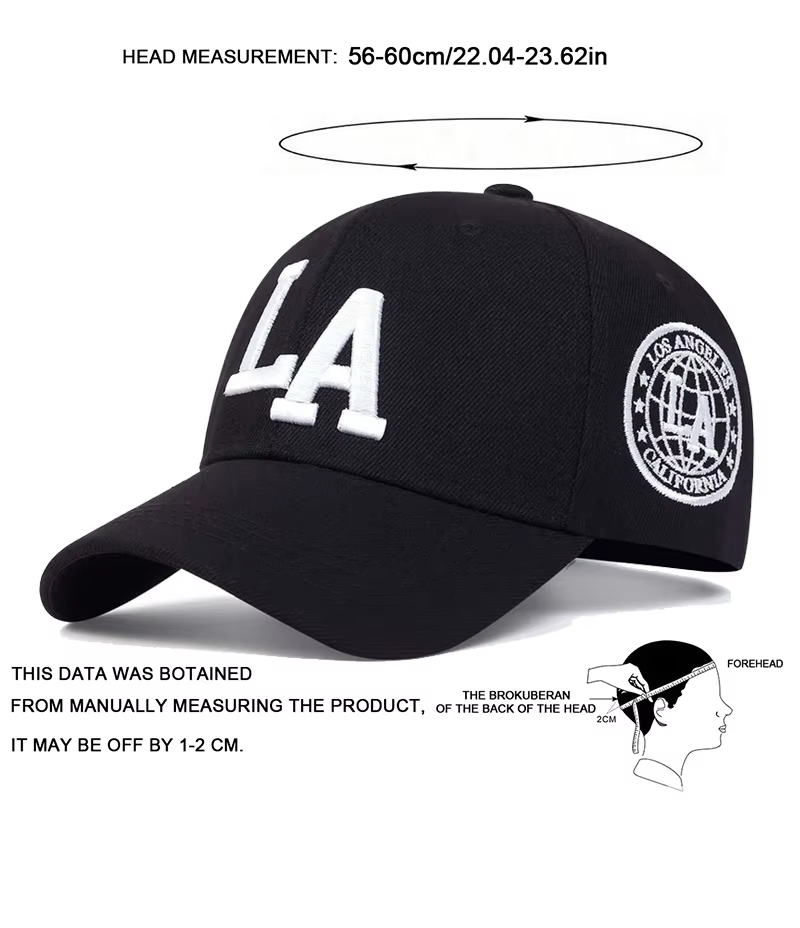 Unisex LA Letter Embroidery Snapback Baseball Caps Spring and Autumn A118