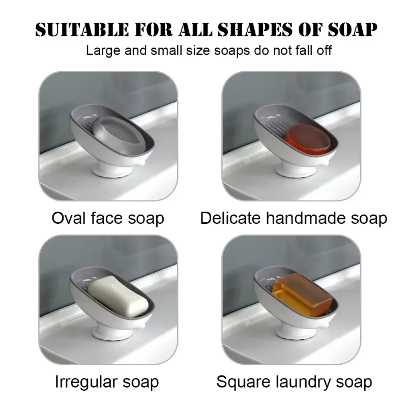Bathroom Soap Dish Holder, Self-Draining Soap Tray, Portable Soap Container A86