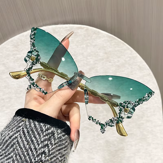 New Rimless Butterfly Sunglasses Cat Eye Popular Women A32