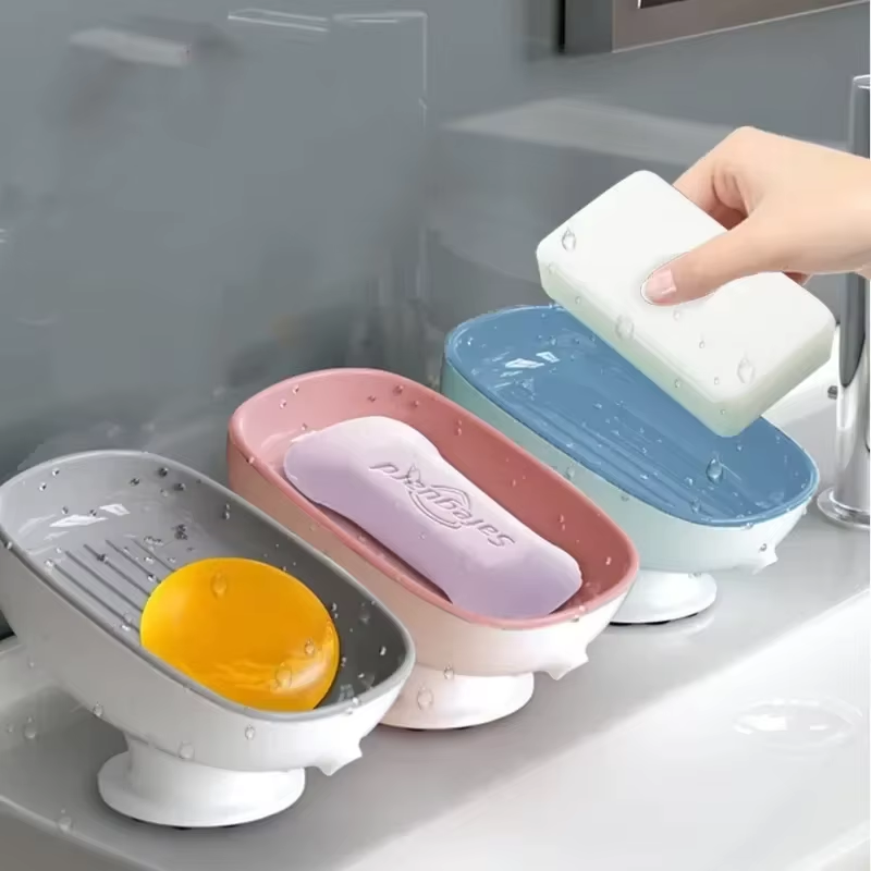 Bathroom Soap Dish Holder, Self-Draining Soap Tray, Portable Soap Container A86