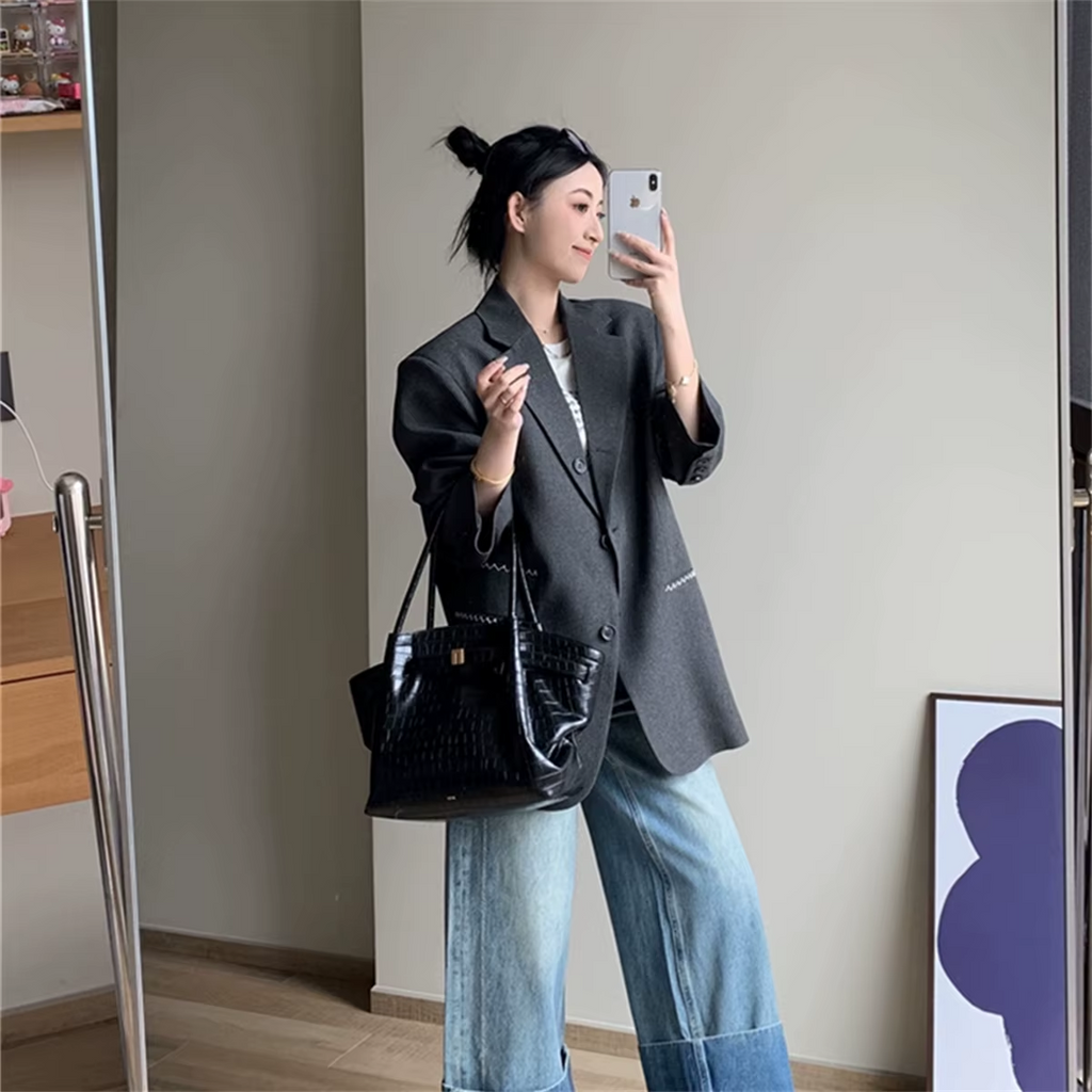 JW Pei Dumpling Bag Suede Shoulder Crossbody Underarm Bag Black A81