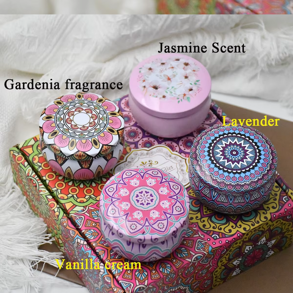 4pcs Scented Candles Set With Box(4 scent:Gardenia fragrance,Jasmine Scent,Vanilla cream,Lavender) A83