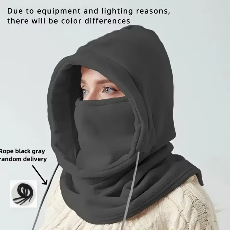 Unisex Winter Balaclava Knit Hood - Windproof Mask with Drawstring A92