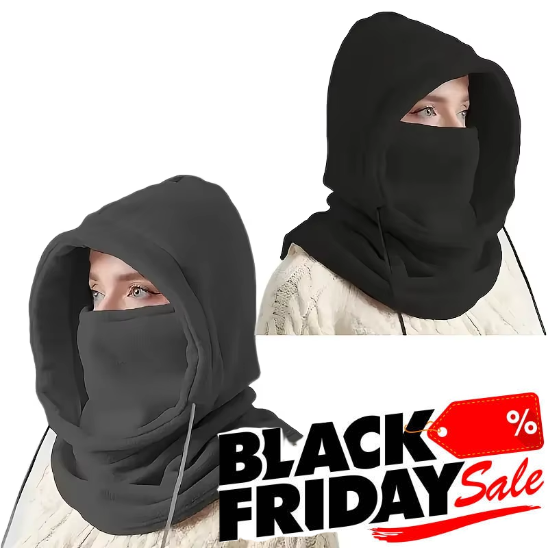 Unisex Winter Balaclava Knit Hood - Windproof Mask with Drawstring A92