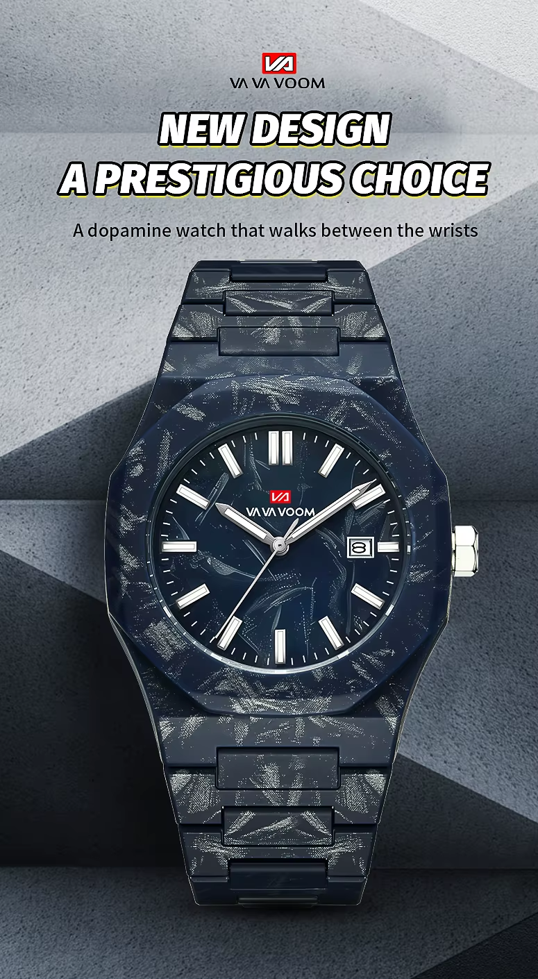 VA VA VOOM Top Brand Original Quartz Movement 40mm Marble Pattern A40