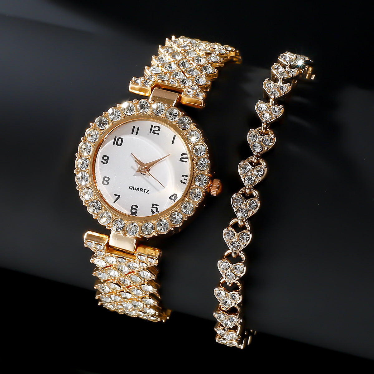 Fashion Jewelry Luxury Fashion Women Watch Set Silver Strap