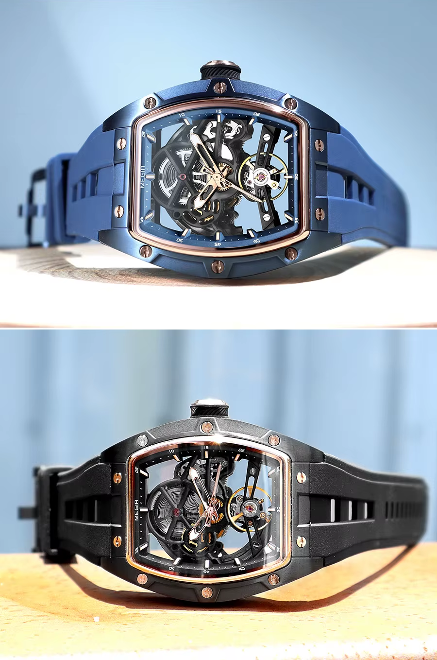 MEGIR 2242 Blue Automatic Watch for Men Sport Waterproof Stainless Steel A65