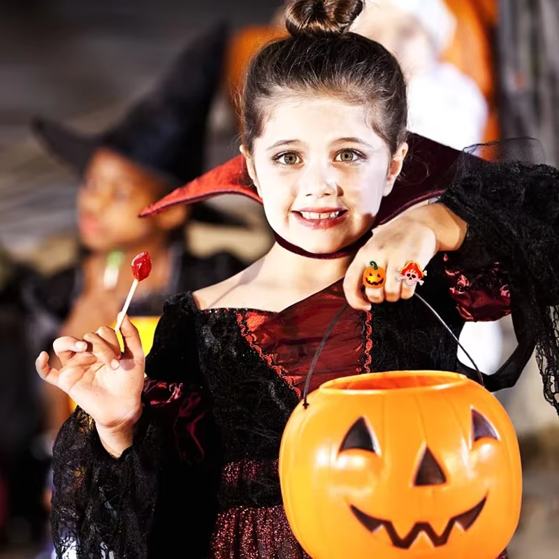 50 pc LED Luminous Halloween Rings Creative Pumpkin Ghost A44