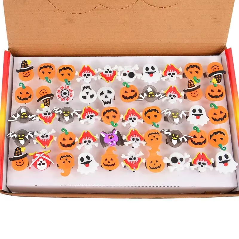 50 pc LED Luminous Halloween Rings Creative Pumpkin Ghost A44