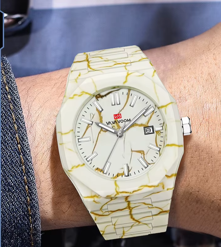 VA VA VOOM Top Brand Original Quartz Movement 40mm Marble Pattern A40