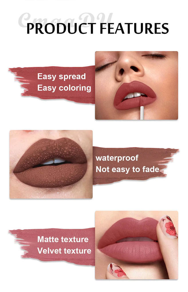 Waterproof Matte Velvet Lip Glaze Moisturizing Long Lasting A38