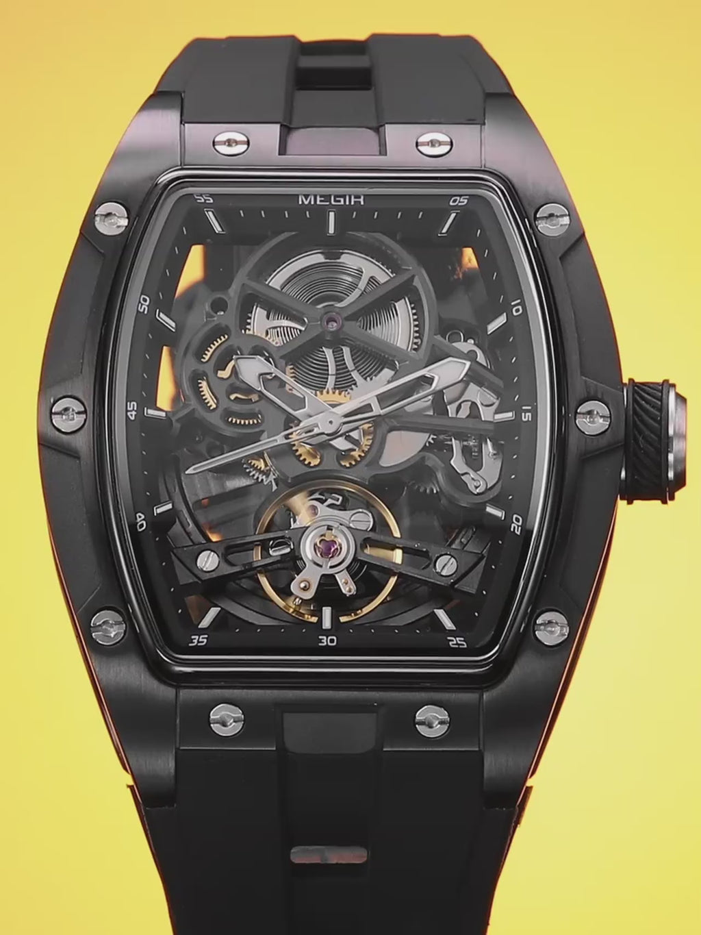 MEGIR 2242 Blue Automatic Watch for Men Sport Waterproof Stainless Steel A65