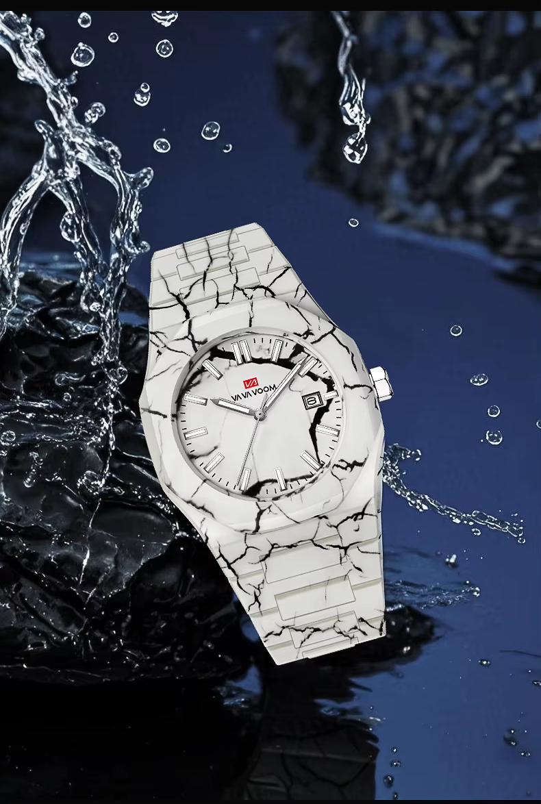 VA VA VOOM Top Brand Original Quartz Movement 40mm Marble Pattern A40
