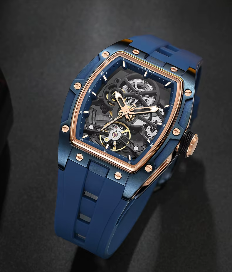 MEGIR 2242 Blue Automatic Watch for Men Sport Waterproof Stainless Steel A65