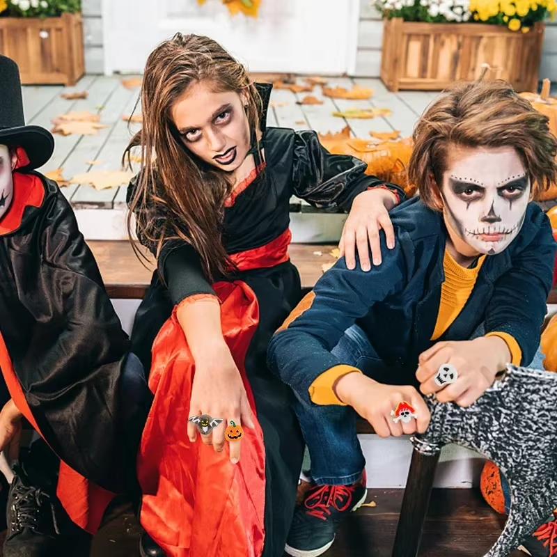 50 pc LED Luminous Halloween Rings Creative Pumpkin Ghost A44